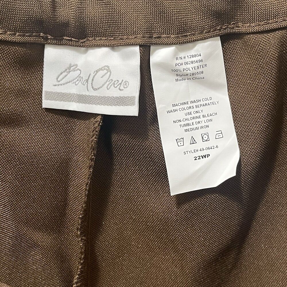 Bend Over Brown Polyester Pants, Pull On, Elastic Waist, Womens Plus Size 22WP - Picture 2 of 3